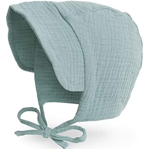 Baby Hat Brimmed Sun Bonnet Muslin Double Gauze Toddler Sun Hat Infant Boys Girls Beanie Caps, 6m 12m 24m