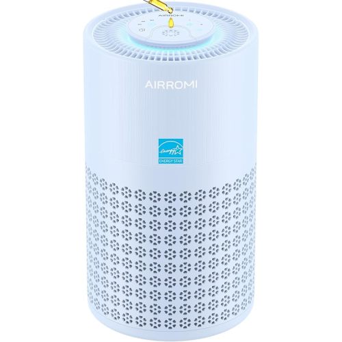AIRROMI Air Purifier for Bedroom with HEPA 3-in-1 Filter, Pet Air Purifier for Home Cat Pee Smell, Covers Upto 990 Ft², Quiet 360° intake Air Cleaner for pet hair,allergies,Dust,Smoke A2001 Blue