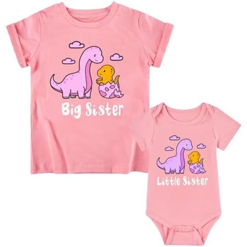 Funnycokid Big Sister Little Sister Matching Outfits Toddler Girl Shirt Newborn Clothes
