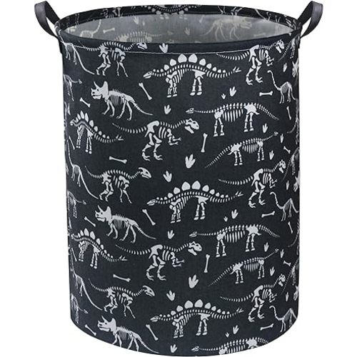 HIYAGON Dinosaur Kids Laundry Basket Kids Laundry Hamper Baby Nursery Hamper for Boys and Girls Cute Toy Storage Organizer Bins Blue Dinosaur Room Decor Gift Basket Bedroom(Black Dinosaur)