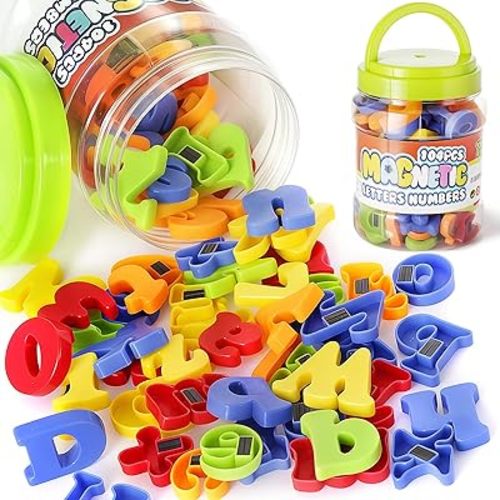 LovesTown 104 PCS Alphabet Magnetic Letters and Numbers for Toddlers,ABC 123 Fridge Educational Set,Great Learning Gift from Parents or Teachers