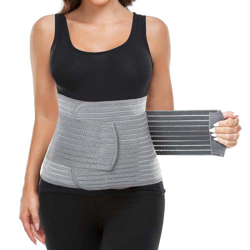 Postpartum Belly Wrap, Postpartum Belly Band, Abdominal Binder Post Surgery Ergonomic 9.5", Abdomen Hernia Support Belt for Men and Women (Polyester Made with Bamboo Charcoal Fiber),S/M