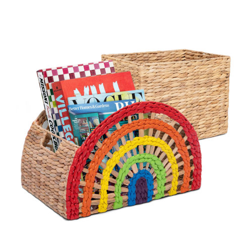 Adore Decor Dorothy Rainbow Wicker Basket (2 Pieces), Large and Medium Size Storage, Handwoven Water Hyacinth | Wayfair