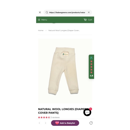 Natural Wool Longies (Diaper Cover Pants)
