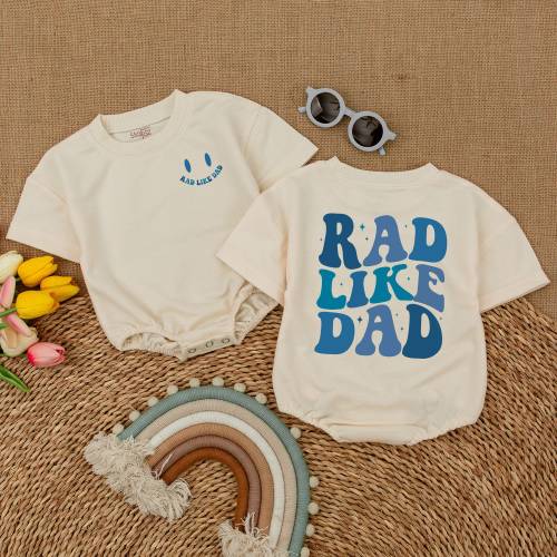 Rad Like Dad Romper, Rad Like Dad Toddler T-Shirt, Smiley Face Bodysuit, Toddler Boys Shirt, Toddler Baby Clothes, Pregnancy Announcement