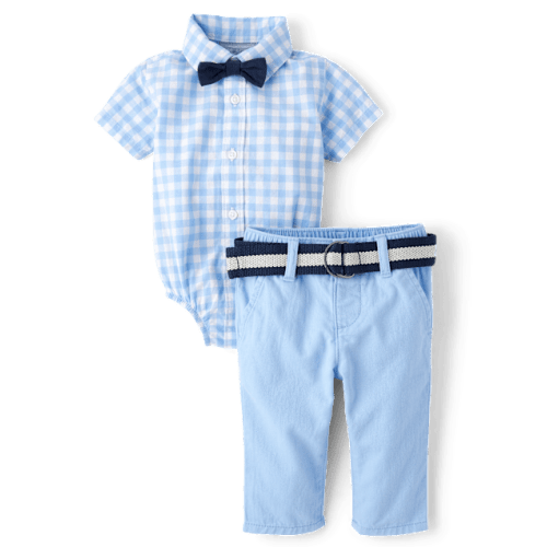 Baby Boys Dad And Me Gingham Poplin 2-Piece Outfit Set - Blue
