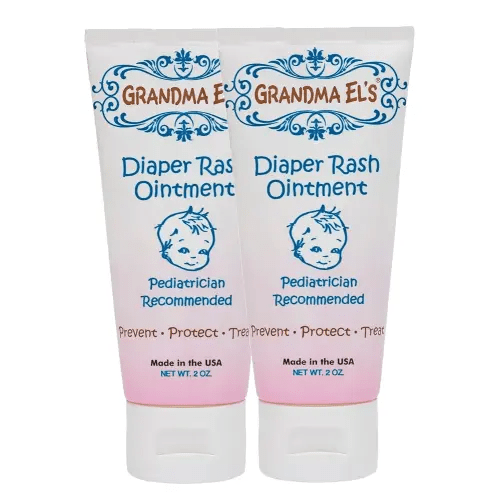 Grandma El’s Diaper Rash Ointment – Gentle Protection & Relief for Baby’s Delicate Skin – Pediatrician-Approved Moisturizing Barrier – Safe for Cloth & Disposable Diapers – 2oz, 2-Pack