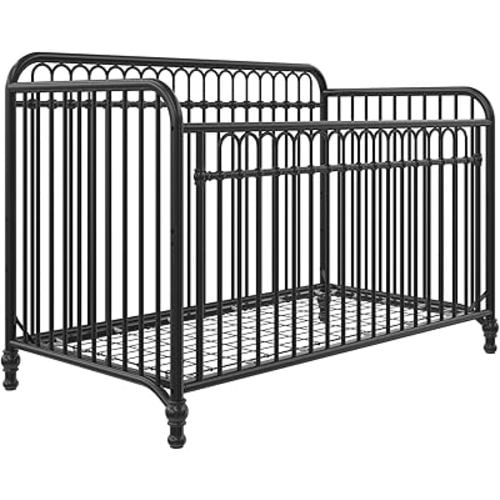 Little Seeds Raven 3-in-1 Convertible Metal Crib, JMPA Certified, Black