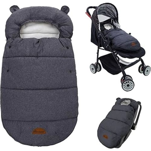 Universal Footmuff for Stroller, Baby Bunting Bags, Winter Windproof Warm Pram Footmuffs, Water Resistant Sleeping Bag with Hood for Strollers, Pushchairs, Prams, Car Seat, 30"*17.5"