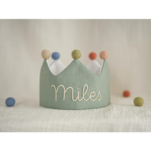 JoyfulAndDreamy Hand Embroidered Linen Crown