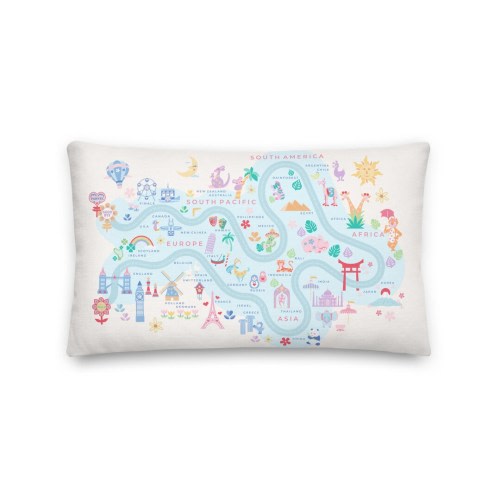 It’s a Small World Ride Premium Pillow | Grape Soda Club Mary Blair Ride Pastel Disney Ride, Disneyland Disney World, Disney Home Decor Gift