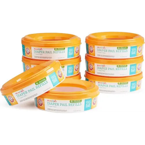Munchkin® Arm & Hammer Diaper Pail Refill Rings, Holds up to 2,176 Newborn Diapers, 8 Pack