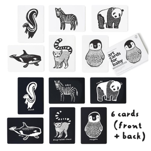 Black and White Animals -Wee Gallery Art Cards for Baby, Durable High Contrast Black and White Animal Flashcards for Newborns, Brain Development,Tummy Time Essentials for Infant and Toddler