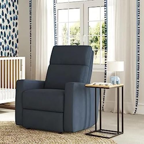Nurture& The Glider Premium Power Recliner Nursery Glider Chair with Adjustable Head Support | Designed with a Thoughtful Combination of Function and Comfort | Built-in USB Charger (Navy)