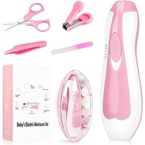 Baby Nail Trimmer Electric, Baby Nail Clippers Safe Baby Nail File Kit Trim Polish Grooming Kit for Newborn Infant Toddler or Adults Toes Finger Care