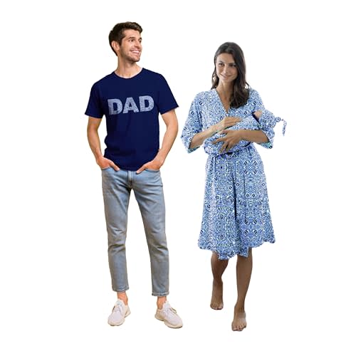 Baby Be Mine Maternity Nursing Delivery Robe & Baby Girl Swaddle Blanket Set with Daddy T-Shirt
