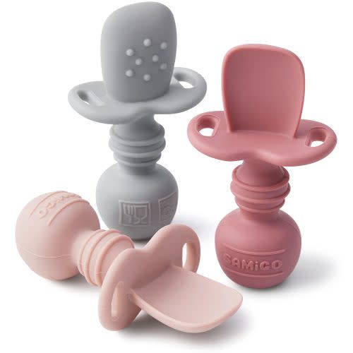 Silicone Baby Spoons Self Feeding 6+ Months - Infant Toddler Utensils - First Stage Baby Led Weaning Feeding Supplies - Set of 3 Pack - Serene