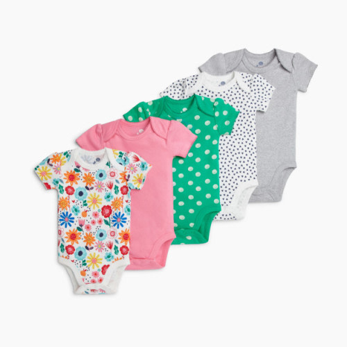 Small Story Short Sleeve Bodysuit Printed (5 Pack) - All Over Hearts, Nb
