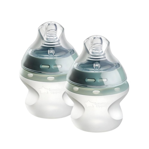 Tommee Tippee Natural Start Anti Colic 5 oz BPA Free Silicone Baby Bottles, 0+ Months, Silicone Feels Like Mother's Skin, Slow Flow Breast-Like Nipple, Clear, Pack of 2