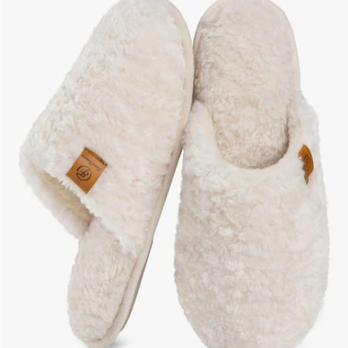 EverFoams Women's Fuzzy Slip-on Slippers Warm Cozy Soft Lightweight Memory Foam Indoor House Shoes