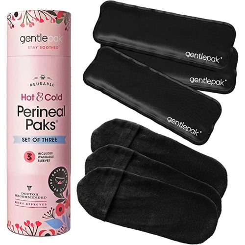 Gentlepak Reusable Perineal Ice & Heat Paks with Washable Sleeves for Postpartum, Pregnancy & Hemorrhoid Pain Relief, Multi Use Kids, Muscle, Vaginal Discomfort (3-Pack)