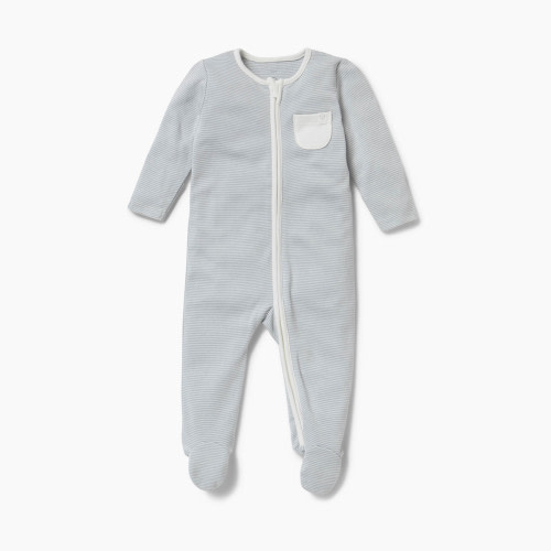 MORI Clever Zip Baby Pajamas - Blue Stripe