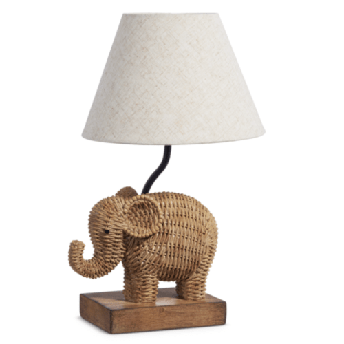 Woven Elephant Lamp with Shade