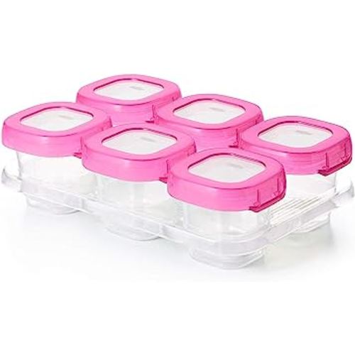 OXO Tot 2 ounce Baby Blocks Food Storage Containers, Pink