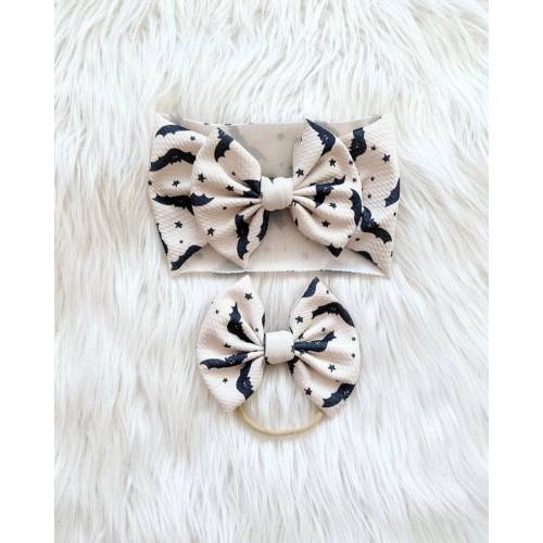 Halloween Bats Baby Bow, Bow on Nylon, Bow Headwrap, Bow on Clip, Pigtail Bows, Bow Headband, Fall Bow, Halloween Bow, Baby Bow, Bat Bow