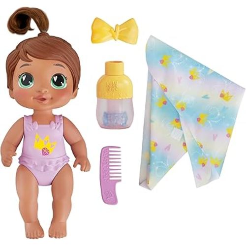 Baby Alive Shampoo Snuggle Sophia Sparkle Brown Hair 11 Inch Water Baby Doll Playset, Toys for 3 Year Old Girls & Boys & Up