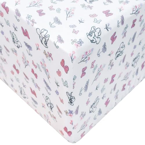 Premium Fitted Knit Crib Sheet/Toddler Sheet "Minnie Mouse's Bowquet" by Copper Pearl