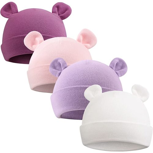 PESAAT Newborn Hospital Hat 0-12Months Preemie Boys Girls Beanie Solid Infant Baby Hats Autumn Winter