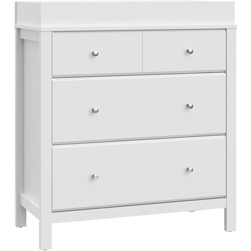 Storkcraft Carmel 3 Drawer Chest with Changing Topper (White) – GREENGUARD Gold Certified, Includes Removable Changing Table Topper, Chest of Drawers for Nursery & Kids Bedroom