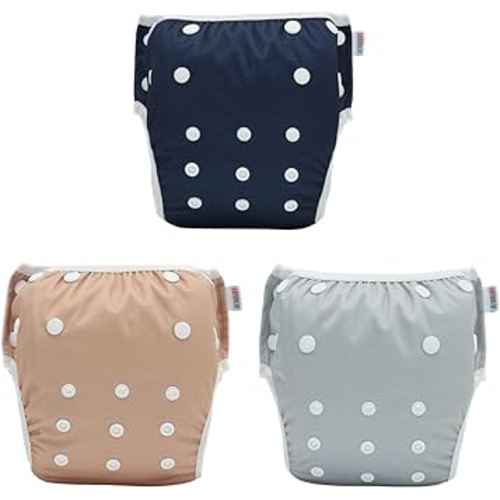 ALVABABY Swim Diapers 3pcs Baby & Toddler Snap One Size Reusable Adjustable Baby Boys' Swim Diapers for Swimming Lessons 3SWY73A