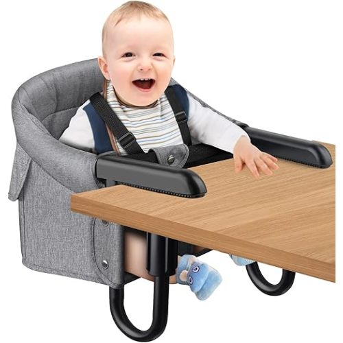 Hook On High Chair for Baby, Clip On High Chair to Table, Portable High Chair with Removable Seat, Fast Table Chair with Storage Bag, Seat for Baby Toddler Home and Travel, Lightweight and Compact