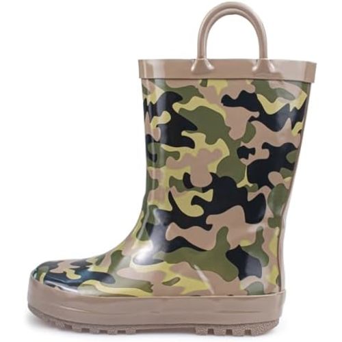 Kids Rain Boots - Toddler Waterproof Rubber Kids Rain Boots for Girls and Boys with Fun Patterns and Easy-On Handles