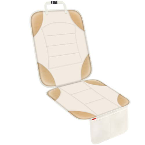 Sinvitron Car Seat Protector for Car Seat, Car Seat Cushion for Leather and Fabric Seats, 2 Mesh Pockets, Non-Slip Bottom, Waterproof Protectors for Vehicles(Off-White)