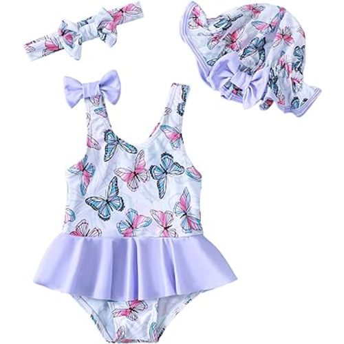 Saeaby Toddler Baby Girl Swimsuit Ruffled Bikini Tankini Swimsuit Infant Swimwear One Piece Bathing Suits for Girls