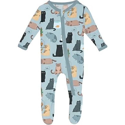 KicKee Zip-Up Footie for Babies & Toddlers – Viscose from Bamboo Sleepwear with Built-In Hand Covers and Grippy Feet