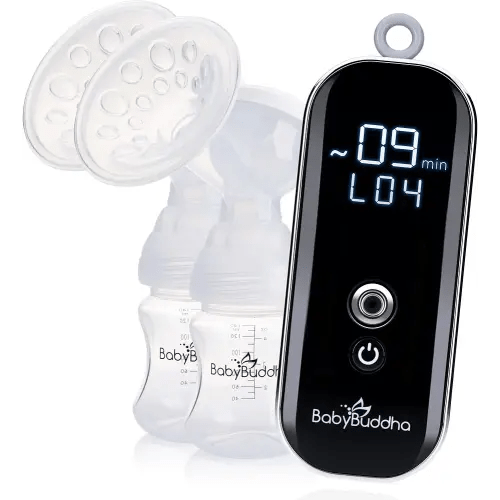 BabyBuddha Breast Pump 2.0 - Primary & Portable w/ 3 Modes & 21 Levels of Control (Soft Stimulation Mode) Electric Hands Free Breast Milk Pump - Hospital Grade Wearable Breast Pump (22-24mm Flange)