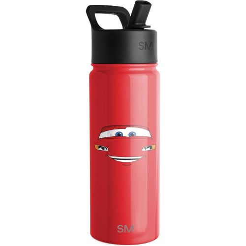 Simple Modern Kids Summit Water Bottle with Straw Lid | Disney Pixar Lightning McQueen 18oz Stainless Steel Cup Insulated Tumbler for Boys, School | Cars Ka-chow