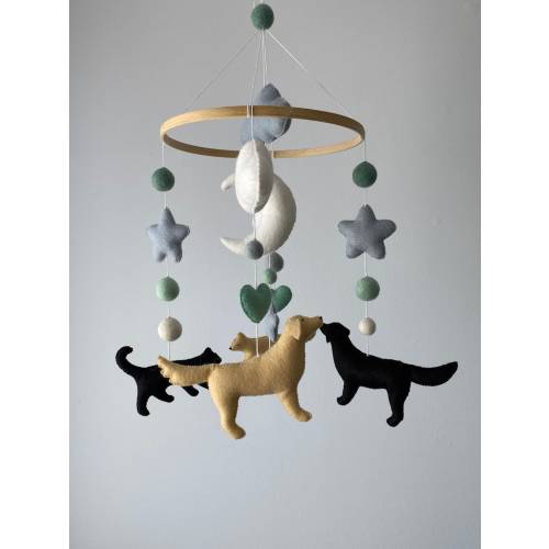 Baby mobile, puppy mobile baby, cat mobile, crib mobile, Labrador dog Dog nursery hanging decor Customer order