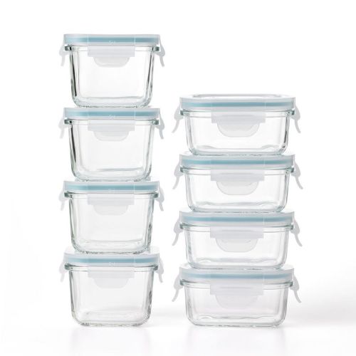 Glasslock Mini Tempered Glass Food Storage Container Set, 8 Pieces