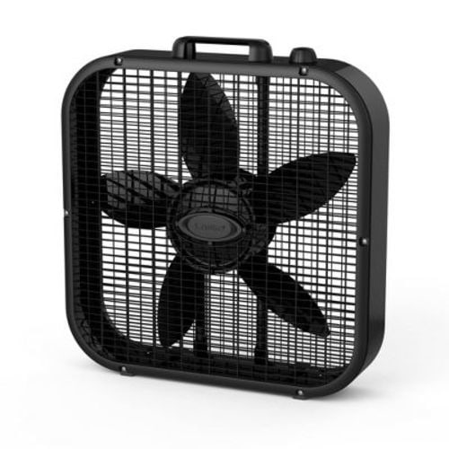 Lasko Box Fan Black: 20" Portable Floor Fan, 3 Speeds, Indoor Use, Etl Listed, Air Circulation For Rooms 100-300 Sq. Ft.