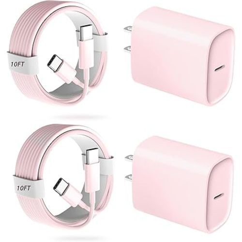 Phone 17 16 15 Pro Charger Fast Charging, 20W USB C Fast Charger Block with 10FT Long Type C Chargers Fast Charging Cable Cord for Phone 17/17 Pro/17 Pro Max/Air/16 Pro Max/16 Pro/15Pro Max/Pro, S24