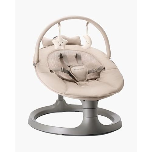 Momcozy 2-in-1 Electric Baby Swing & Toddler Seat, Dual-Arm Support for Stability, 4 Parent-Inspired Motions & 4 Speeds, 2 Recline Positions, Soothing Sounds, Plush Toys, Machine Washable