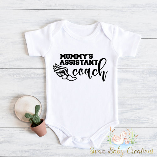 Mommy's Assistant Coach Baby Bodysuit - Running Track Outfit
