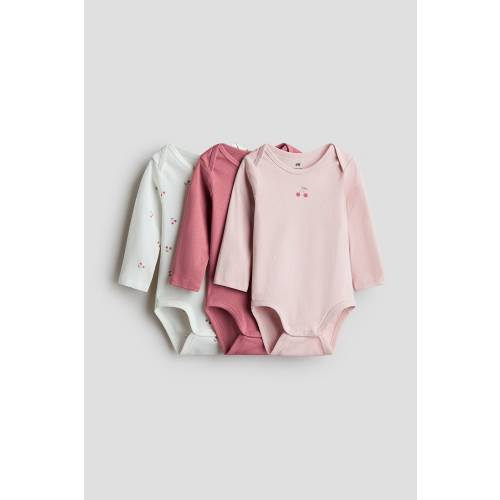 3-PACK COTTON BODYSUITS WITH LAP SHOULDERS