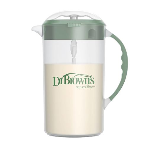 Dr. Brown's Baby Formula Mixing Pitcher with Adjustable Stopper, Locking Lid, & No Drip Spout, 32oz, BPA Free, Olive