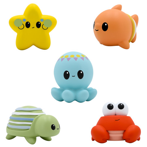 Hopscotch Lane Light Up Bath Floats - 5 Count Sea Creature Toys, Children Ages 6+ Months
